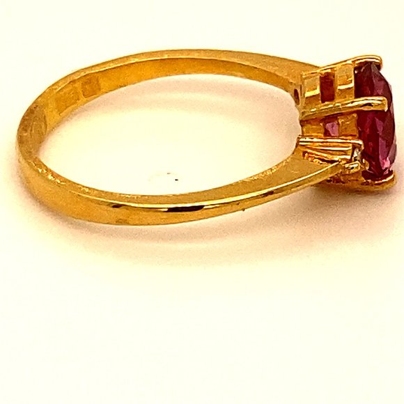 Red Mahenge Spinel 1.66ct Diamonds 18K Gold Ring - Picture 3 of 6